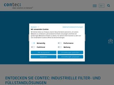 Website von contec GmbH Industrieausrüstungen