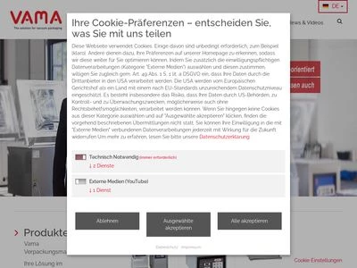 Website von VAMA Maschinenbau GmbH