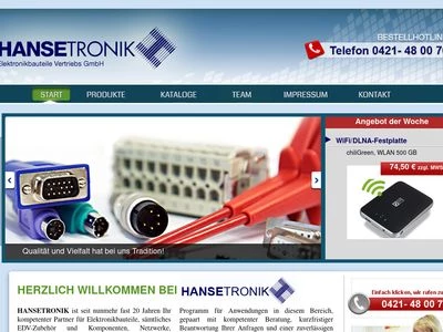 Website von Hansetronik Elektronikbauteile Vertriebs GmbH
