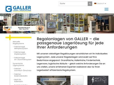 Website von Galler Lager- und Regaltechnik GmbH