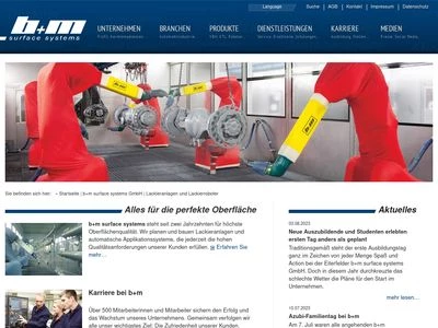 Website von b+m surface systems GmbH