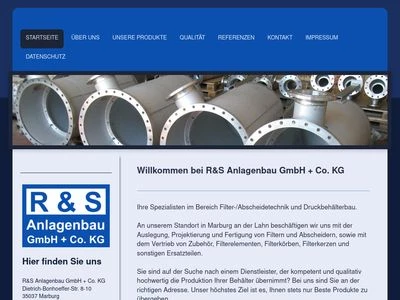 Website von R&S Anlagenbau GmbH + Co. KG