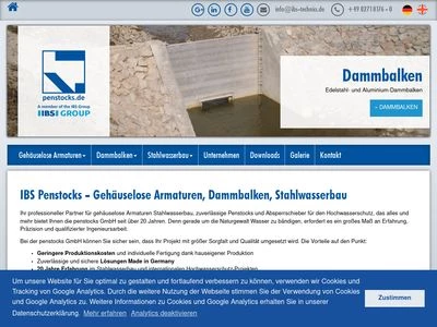 Website von IBS Penstocks GmbH
