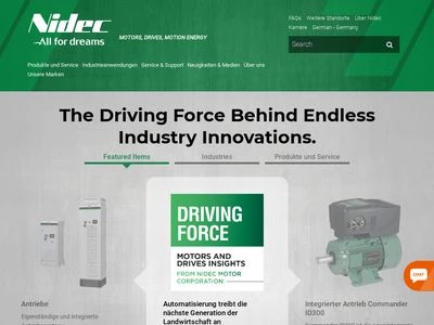 Website von Nidec Deutschland GmbH