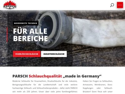 Website von PARSCH Schläuche Armaturen GmbH & Co. KG