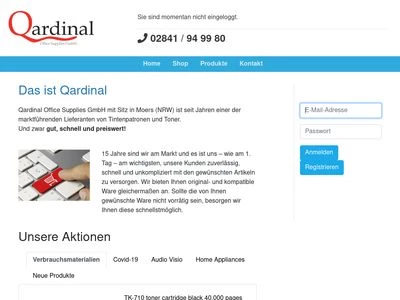 Website von Qardinal Office Supplies GmbH
