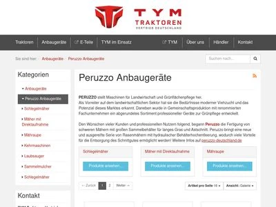 Website von TYM-Traktoren-Vertrieb GmbH