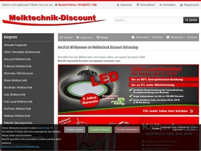 Website von Melktechnik-Discount Ralf Bühning GmbH