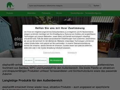 Website von elephant ZN der Klöpferholz GmbH & Co. KG