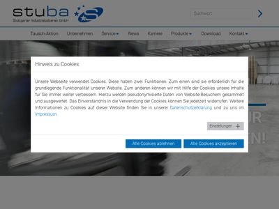 Website von Stuba Stuttgarter Industriebatterien GmbH