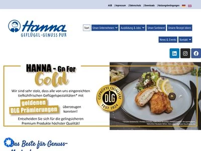 Website von HANNA-Feinkost AG