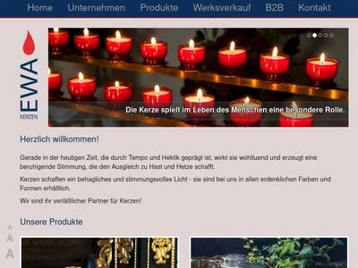 Website von Ebersbacher Kerzenfabrik GmbH
