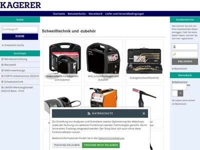 Website von Kagerer Schweißfachhandels GmbH
