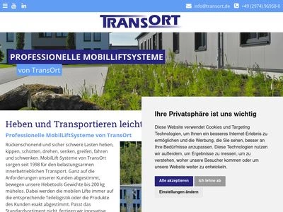 Website von TransOrt GmbH