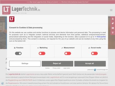 Website von Lagertechnik Steger GmbH