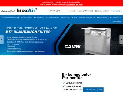 Website von InoxAir GmbH