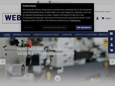 Website von Weber Werkzeugmaschinen - Mechanische Werkstätte - Lagerei GbR