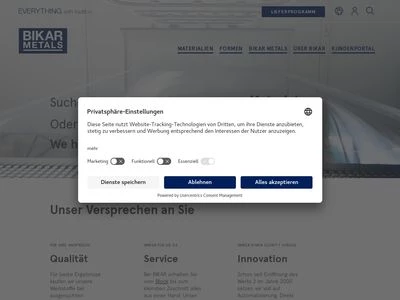 Website von BIKAR-METALLE GmbH