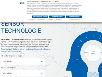 Website von PIC Proximity Instrumentation Controls Kontaktbauelemente GmbH