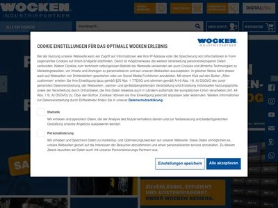 Website von WOCKEN Industriepartner GmbH & Co. KG