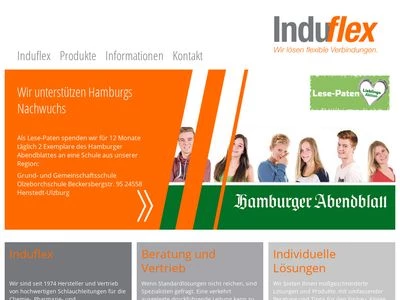 Website von Induflex Schlauch und Kompensatoren GmbH
