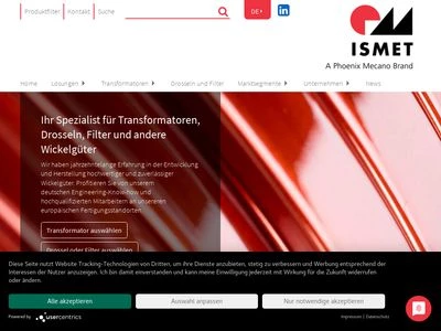 Website von ismet GmbH