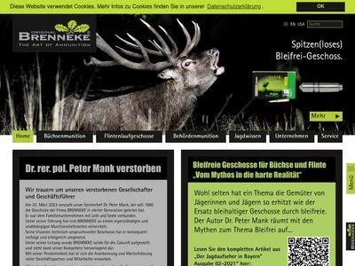 Website von Brenneke Ammunition GmbH