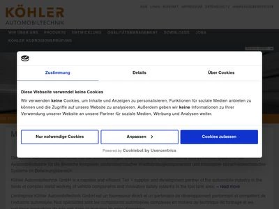 Website von Köhler Automobiltechnik GmbH