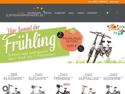 Website von Elektrofahrradhandel.de GmbH