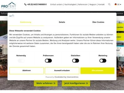 Website von Pro-Tent GmbH