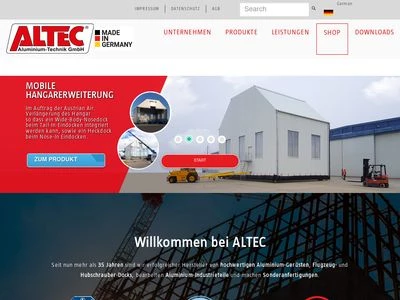 Website von ALTEC Aluminium Technik GmbH & Co. KGaA