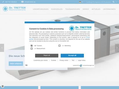 Website von Dr. Erich Tretter, Maschinenelemente GmbH + Co.
