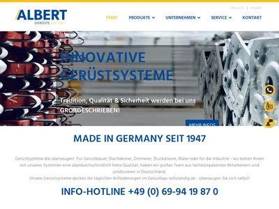 Website von Albert Gerüst- und Gerätetechnik GmbH
