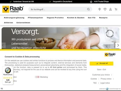 Website von Raab Vitalfood GmbH