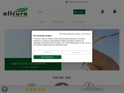 Website von allcura Naturheilmittel GmbH