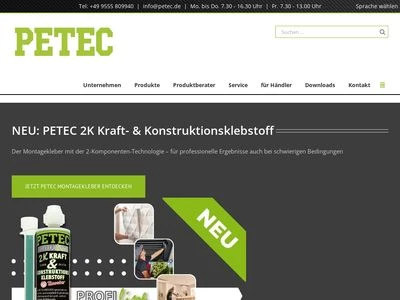 Website von PETEC Verbindungstechnik GmbH