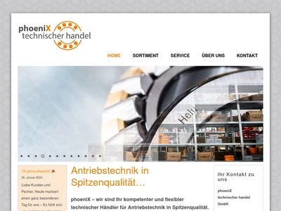 Website von phoeniX technischer handel GmbH
