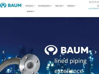 Website von BAUM lined piping GmbH