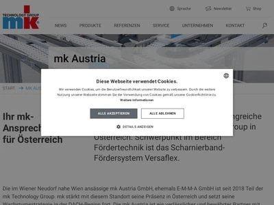 Website von mk Austria GmbH