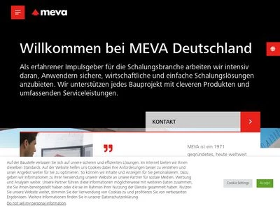 Website von MEVA Schalungs-Systeme GmbH