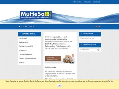 Website von MuHeSa Verpackungsmittel & Vertriebs GmbH
