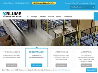Website von Blume-Rollen GmbH