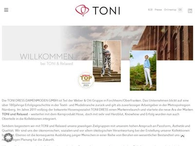 Website von TONI DRESS DAMENMODEN GMBH