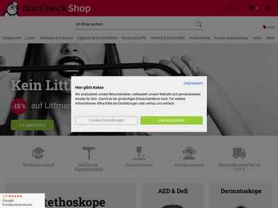 Website von DocCheck Shop GmbH