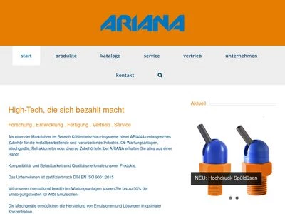 Website von ARIANA Industrie GmbH