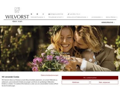 Website von Wilvorst Herrenmoden GmbH