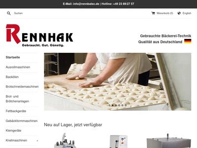 Website von Rennhak Bäckerei-Technik GmbH