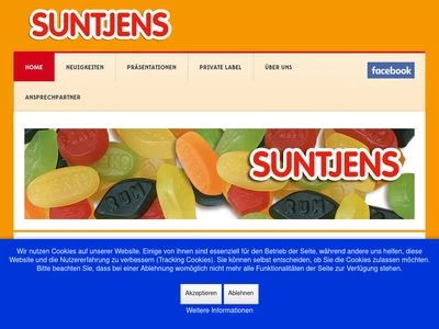 Website von SUNTJENS Süßwaren Import + Export GmbH