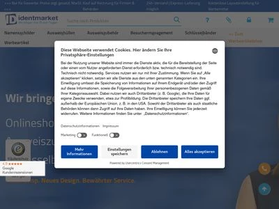 Website von identmarket GmbH