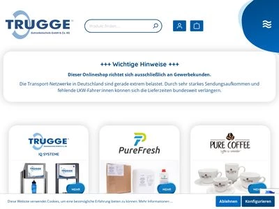 Website von Trugge Getränketechnik GmbH & Co. KG